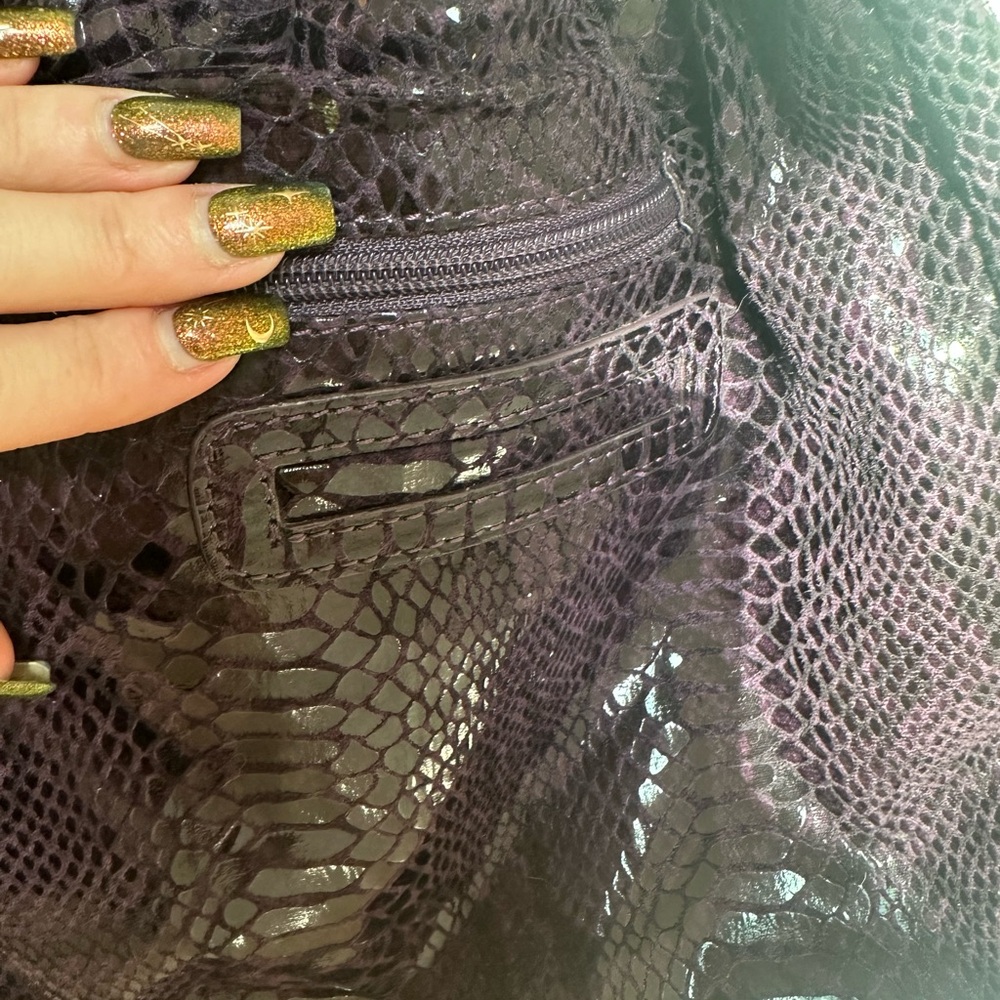 Purple | Gold Snakeskin Shoulder Bag - Picture 8 of 9